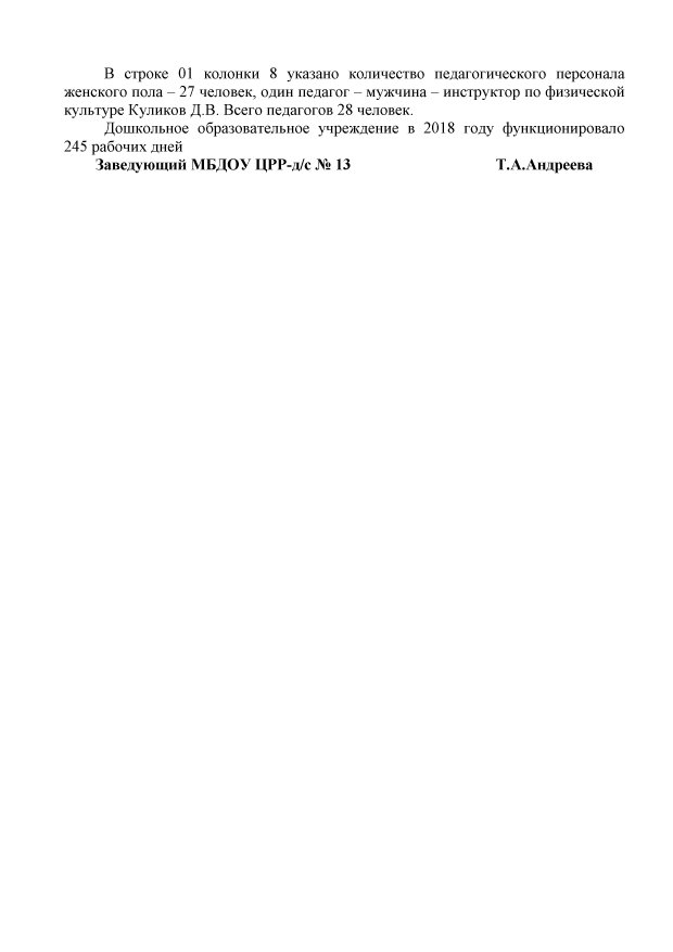 Пояснительная записка к форме федерального статистического наблюдения (форма № 85 – К)   «Сведения о деятельности бюджетного дошкольного образовательного учреждения города Магадана»  за 2018 год